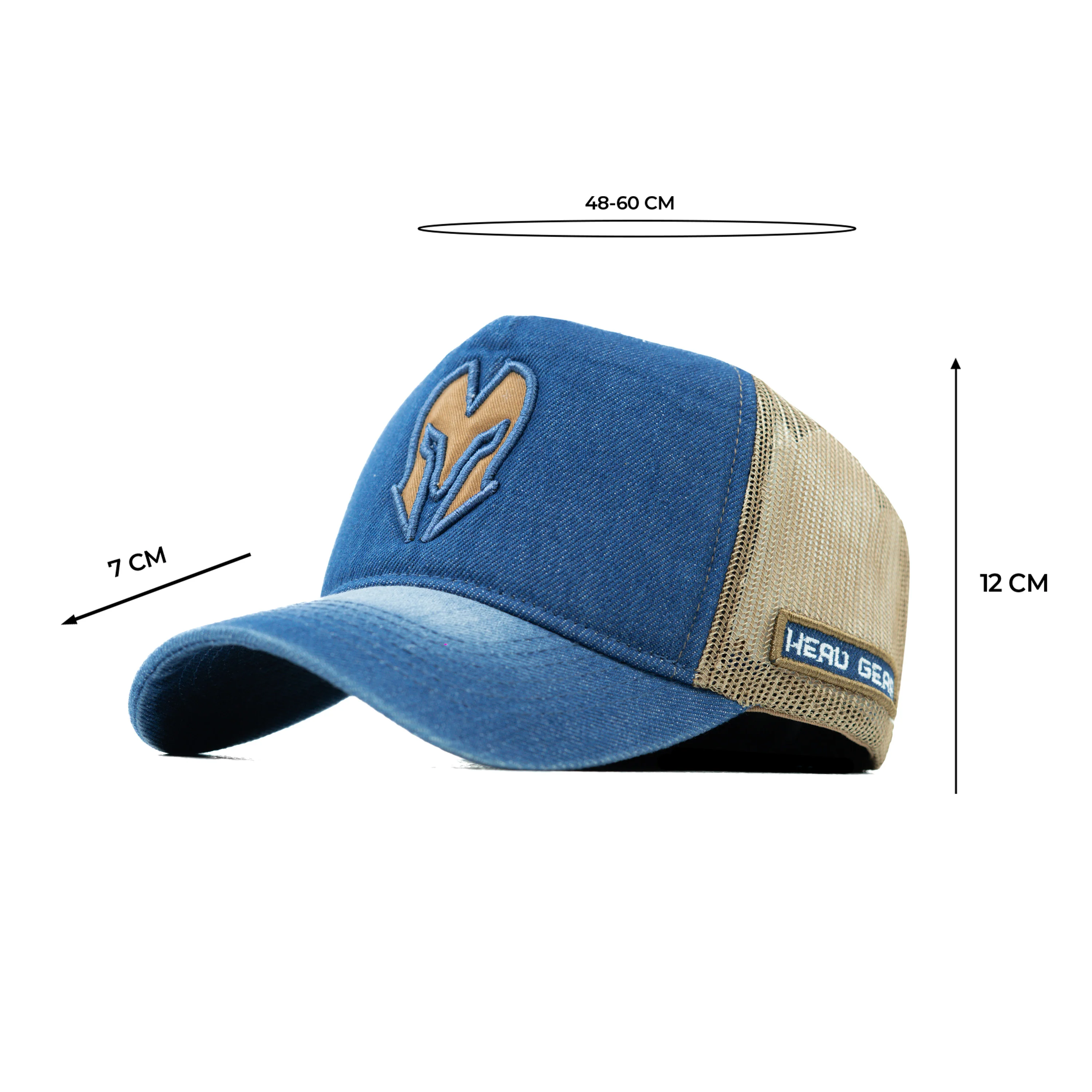 HEAD GEAR BLUE BROWN DENIM TRUCKER CAP - Image 14