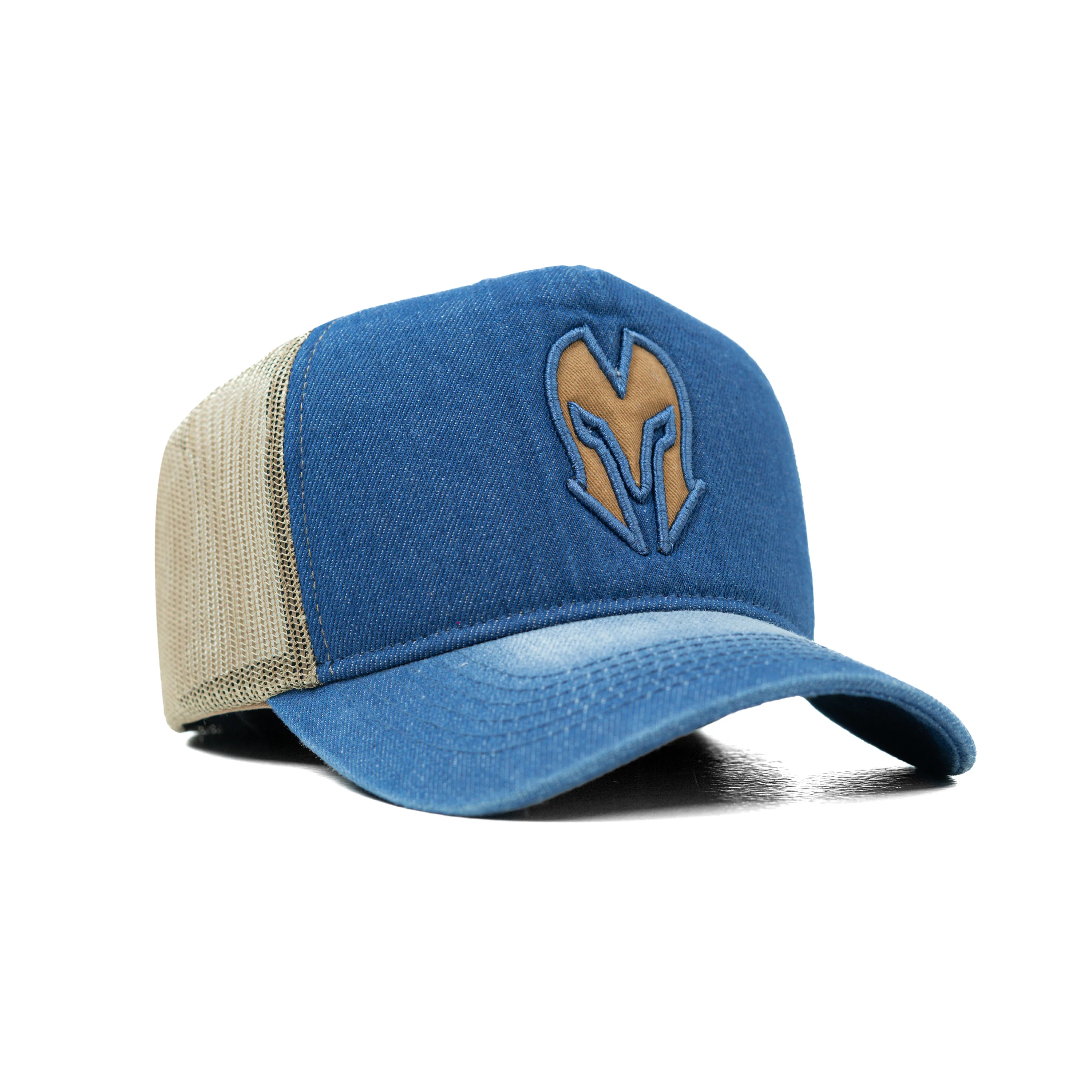 HEAD GEAR BLUE BROWN DENIM TRUCKER CAP - Image 7