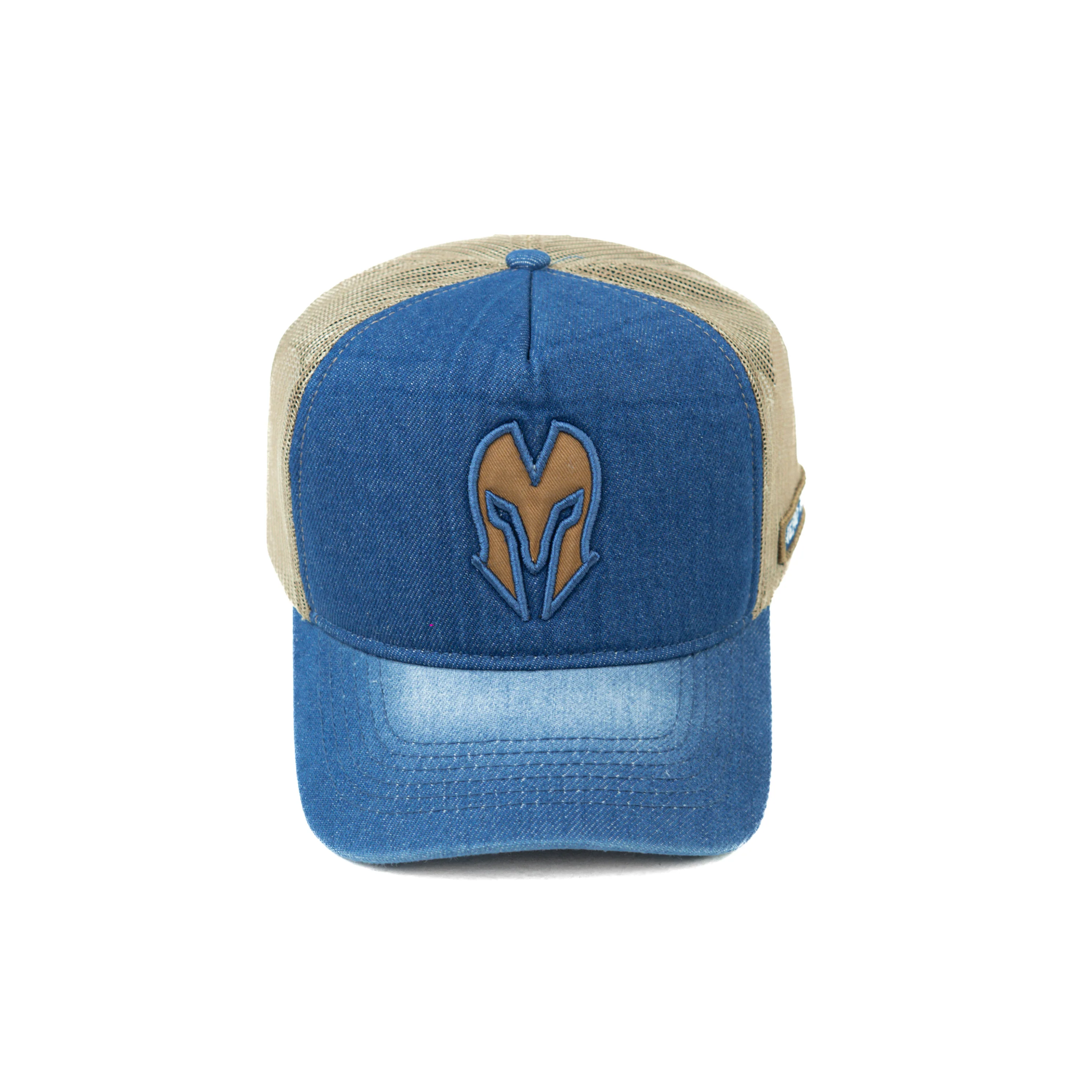 HEAD GEAR BLUE BROWN DENIM TRUCKER CAP - Image 8