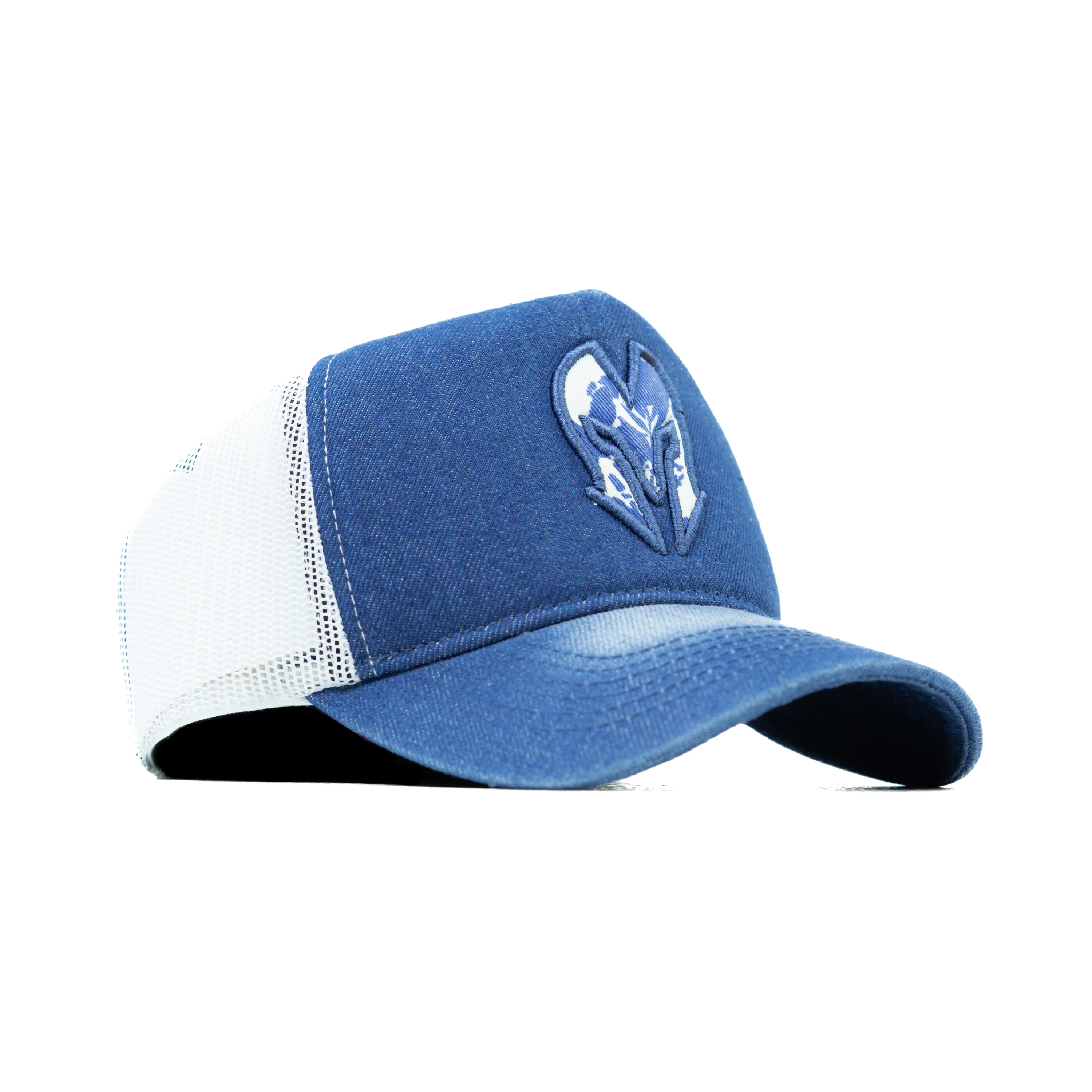 HEAD GEAR BLUE WHITE DENIM TRUCKER CAP - Image 3