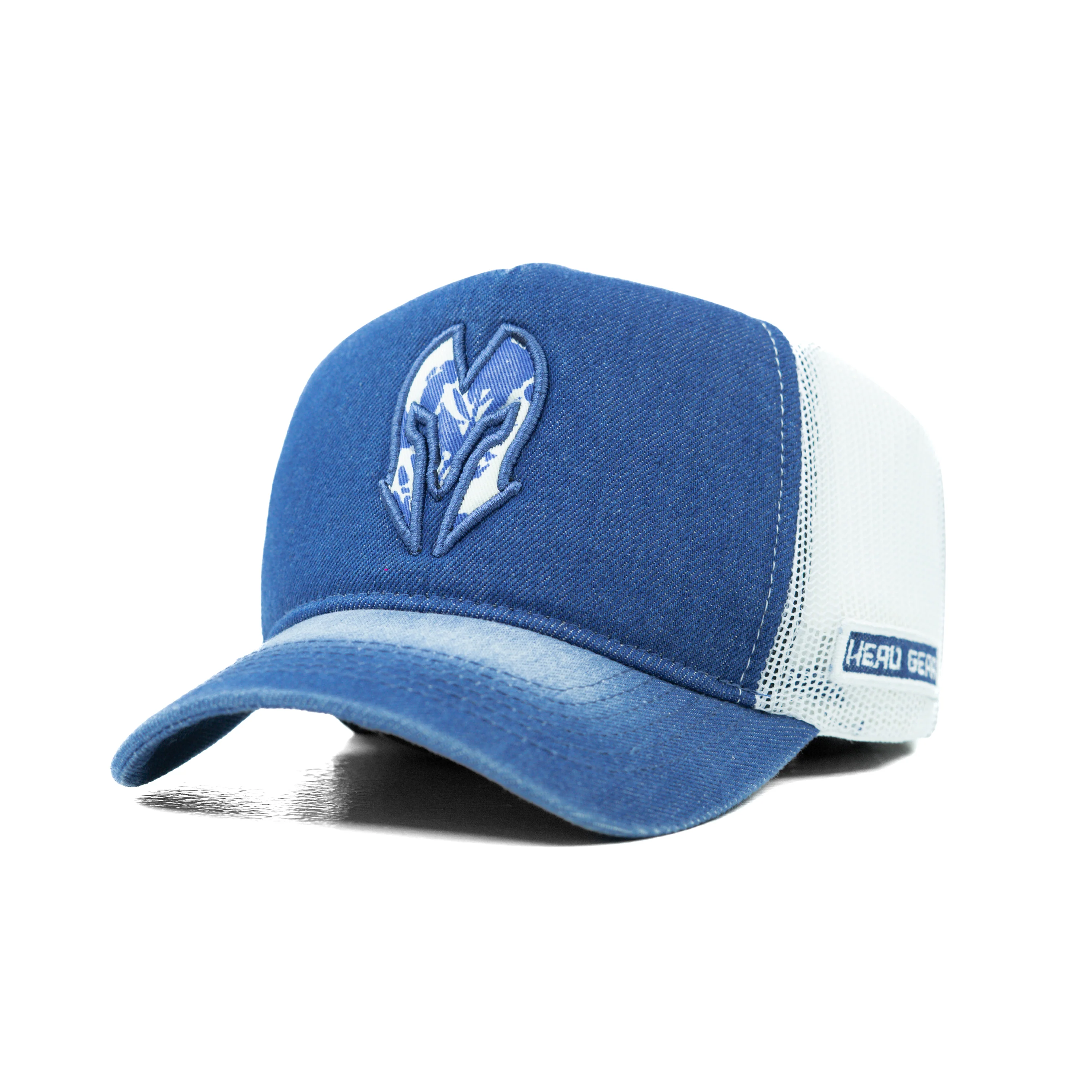 HEAD GEAR BLUE WHITE DENIM TRUCKER CAP - Image 5
