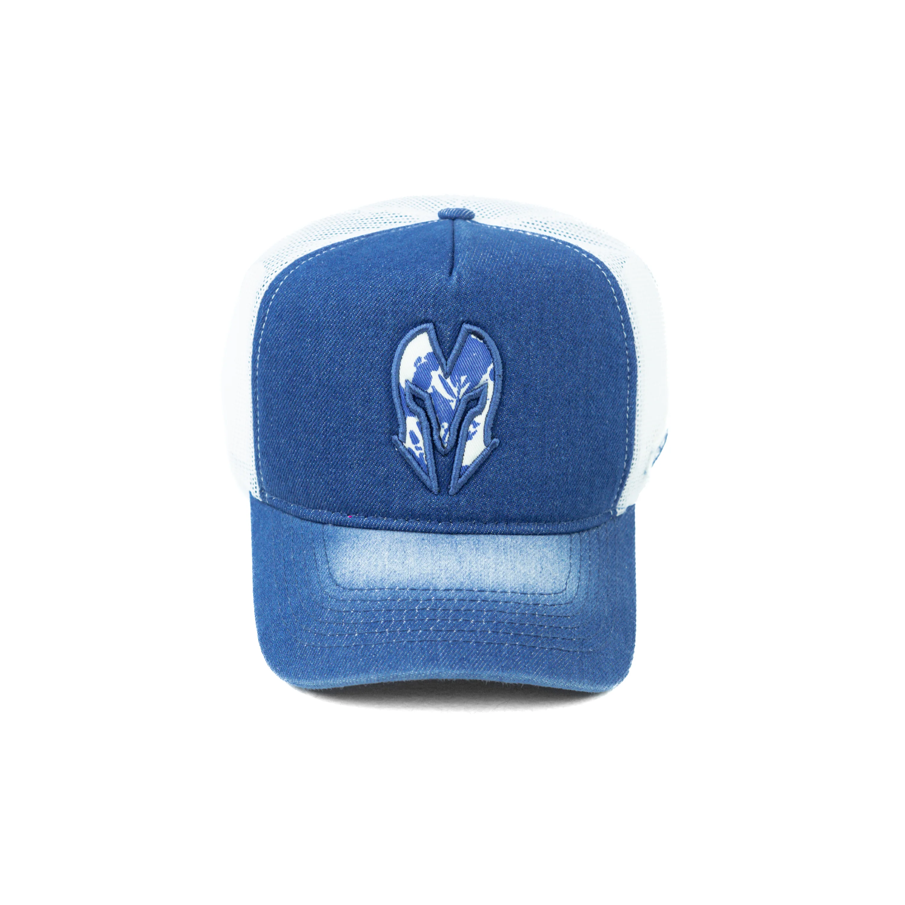 HEAD GEAR BLUE WHITE DENIM TRUCKER CAP - Image 8