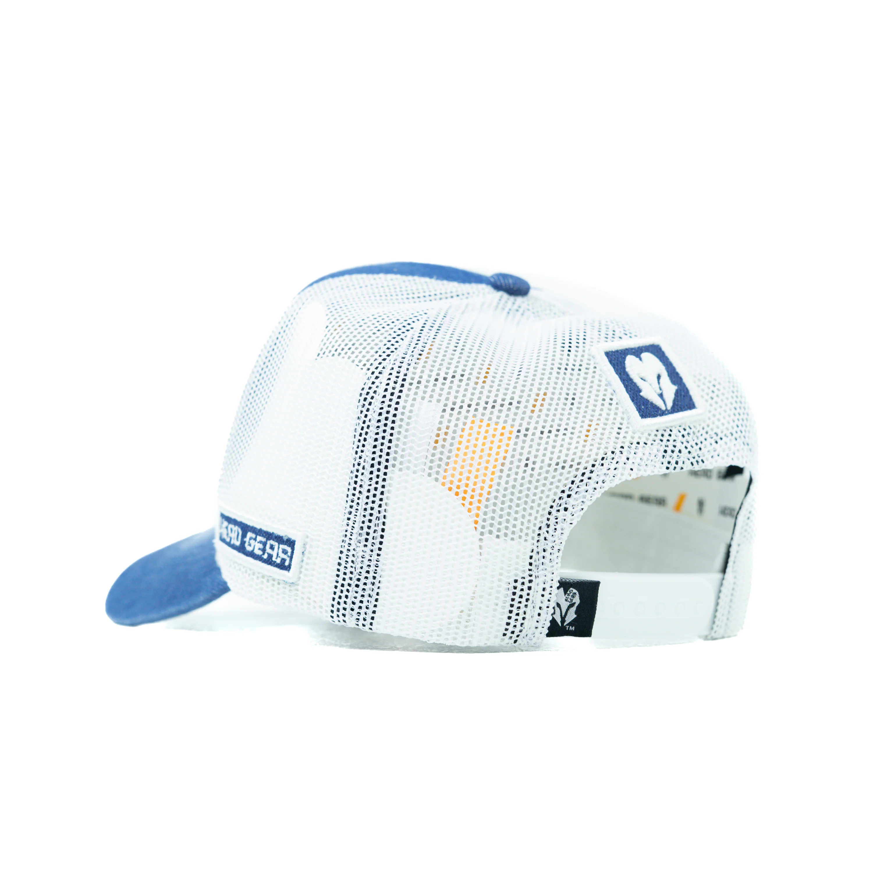 HEAD GEAR BLUE WHITE DENIM TRUCKER CAP - Image 9