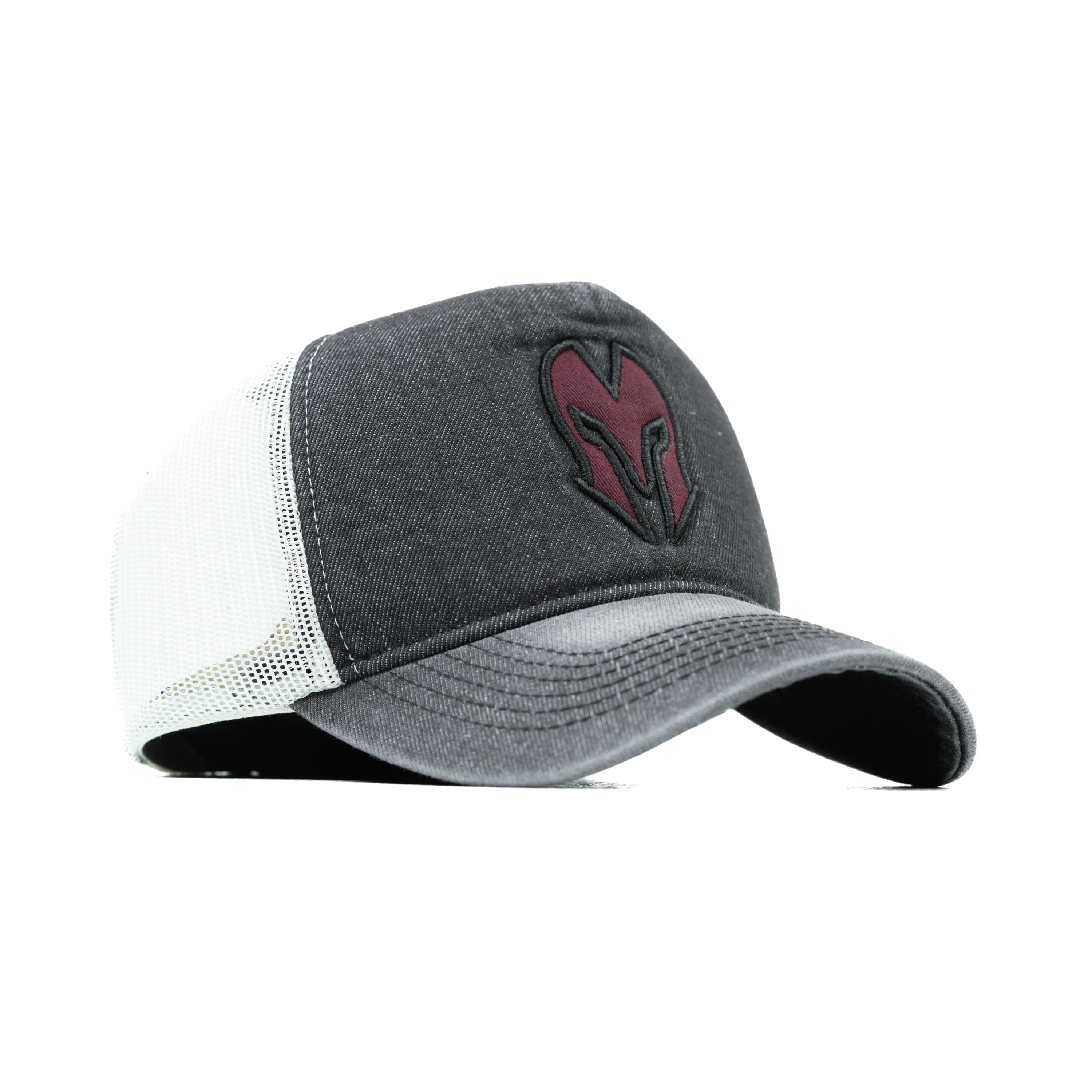 HEAD GEAR CHARCOAL WHITE DENIM TRUCKER CAP - Image 3