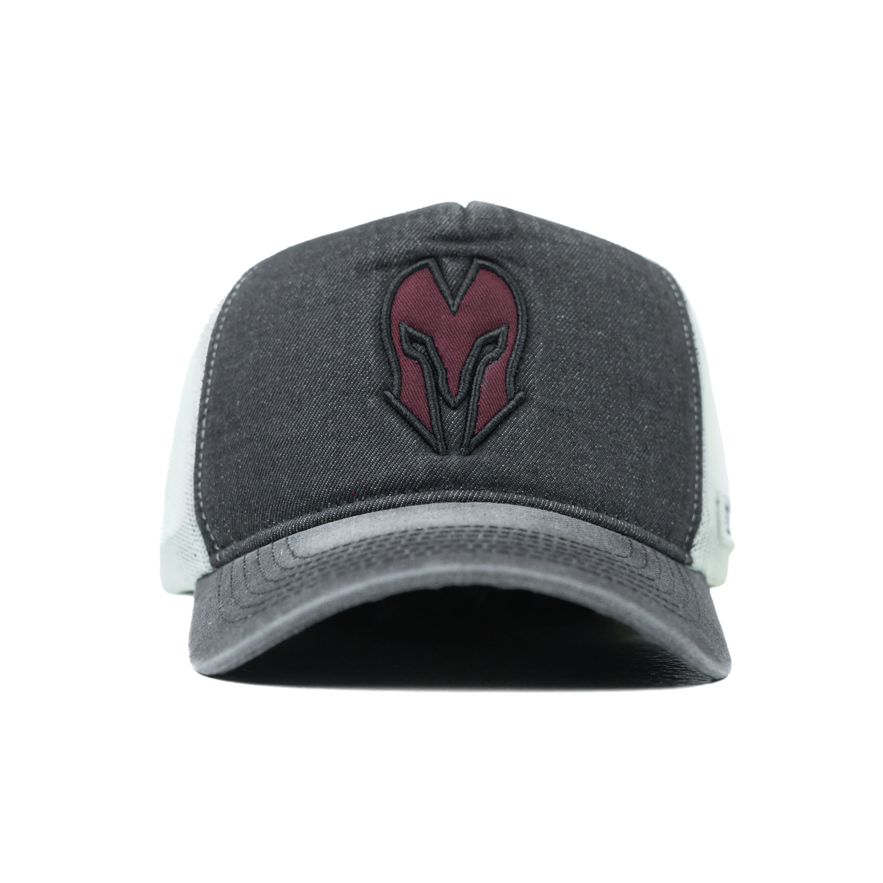 HEAD GEAR CHARCOAL WHITE DENIM TRUCKER CAP - Image 4