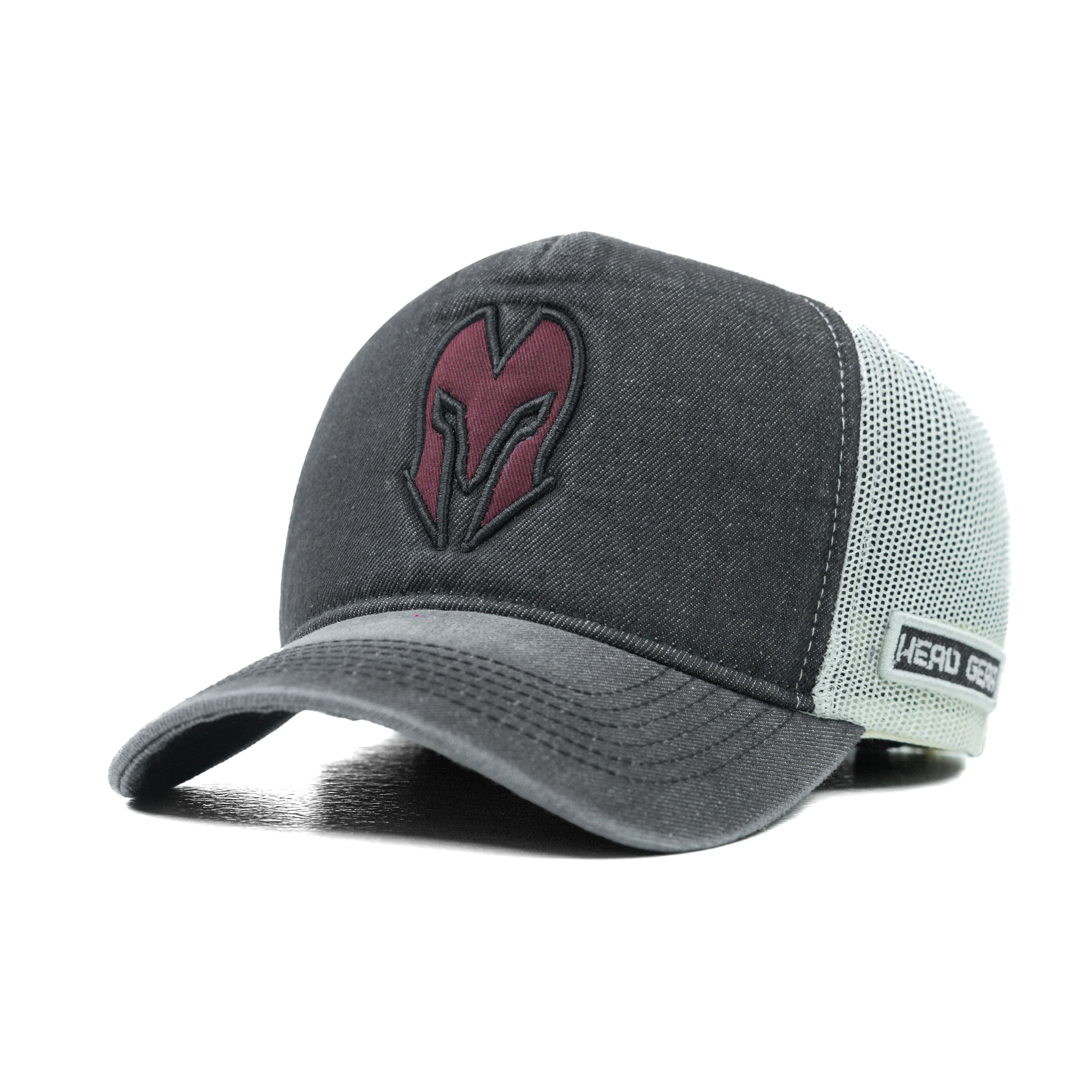 HEAD GEAR CHARCOAL WHITE DENIM TRUCKER CAP - Image 5