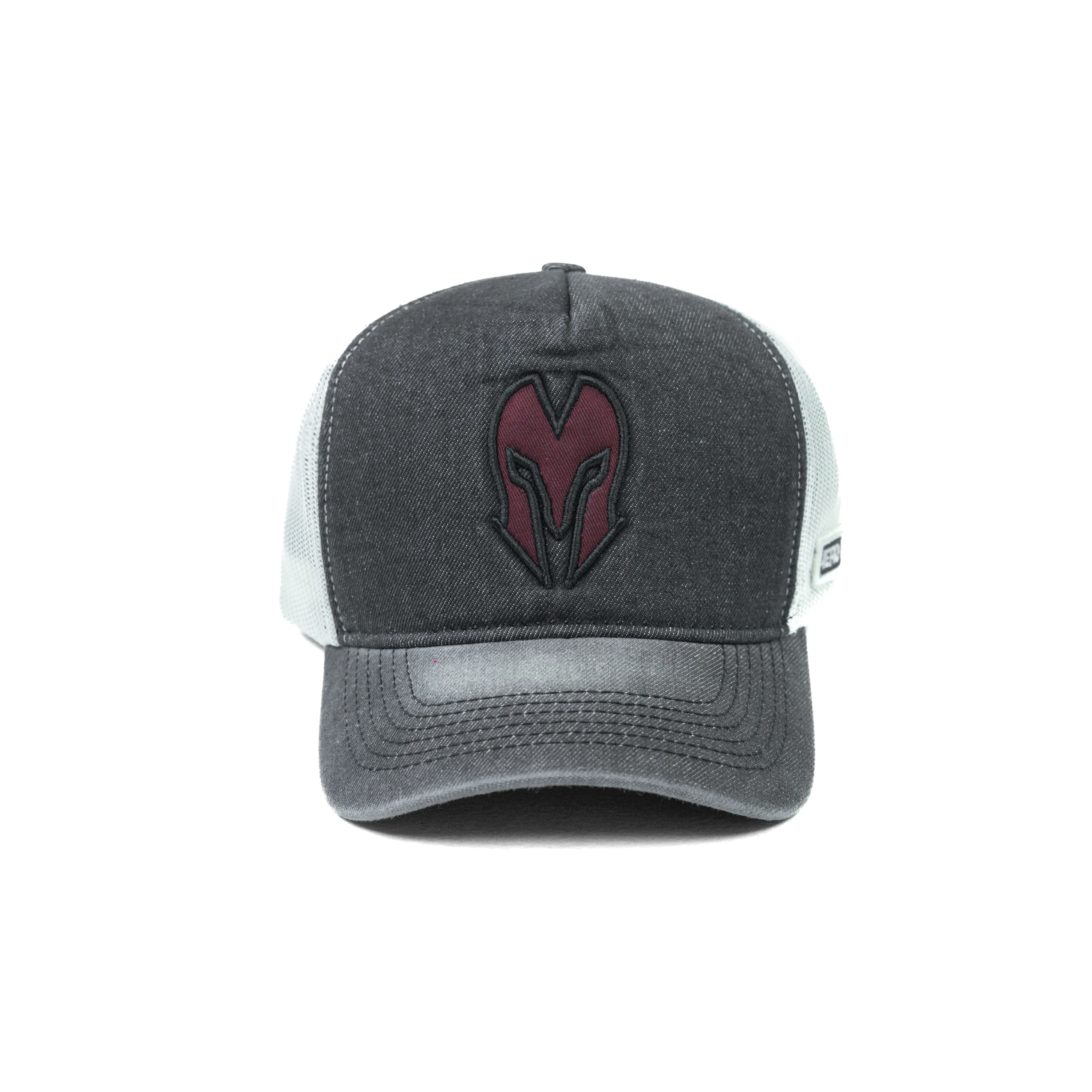 HEAD GEAR CHARCOAL WHITE DENIM TRUCKER CAP - Image 6