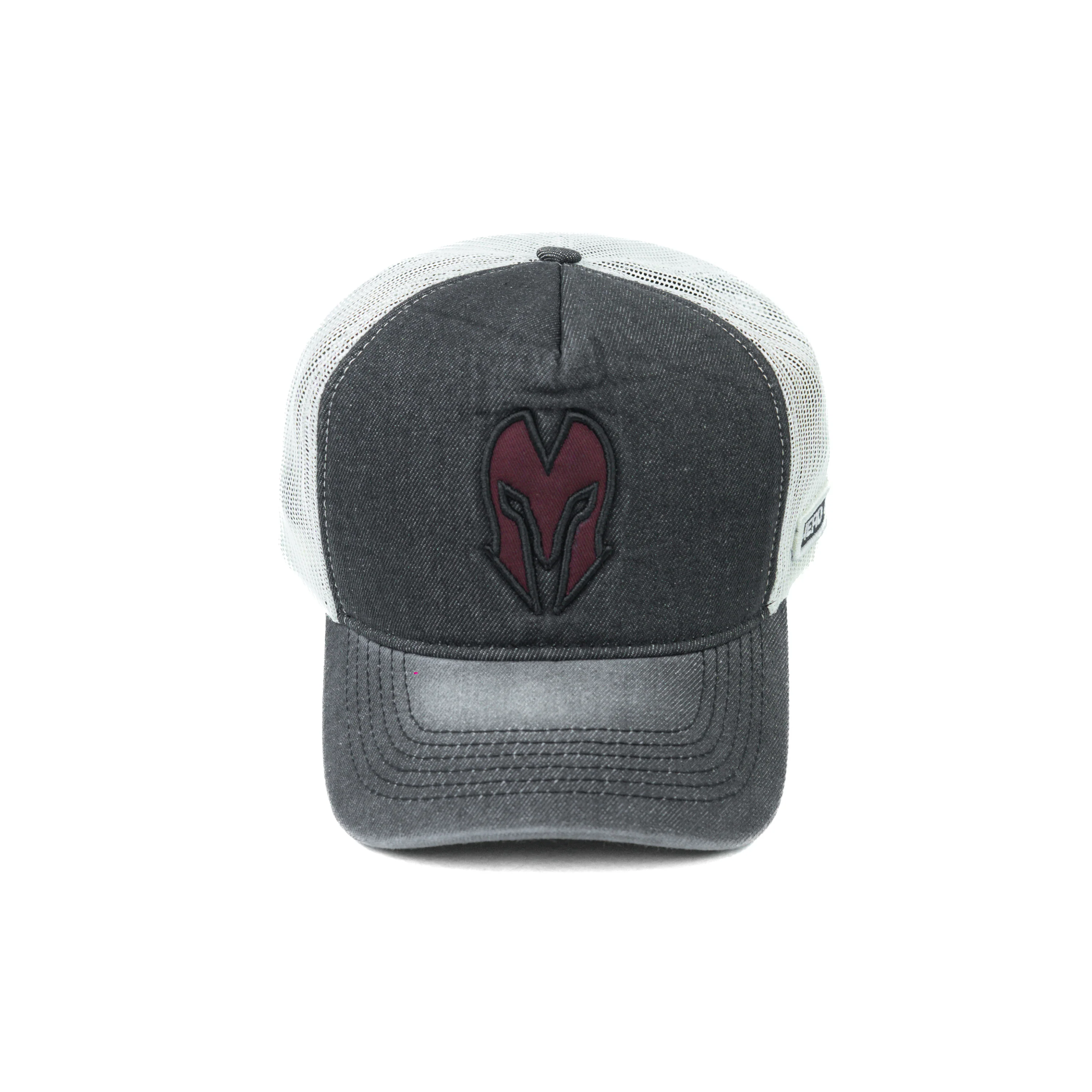 HEAD GEAR CHARCOAL WHITE DENIM TRUCKER CAP - Image 8