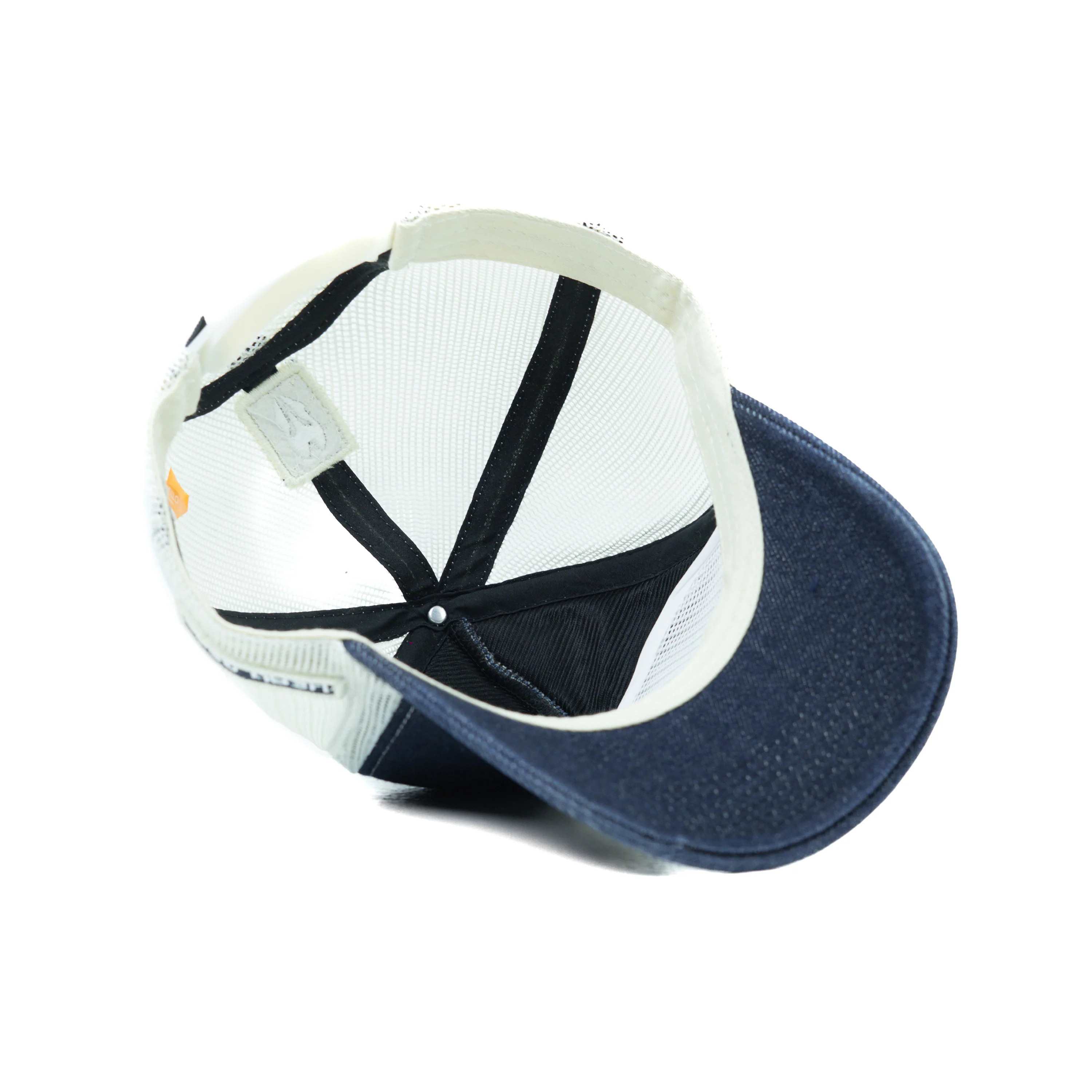 HEAD GEAR DARK NAVY BLUE WHITE DENIM TRUCKER CAP - Image 12