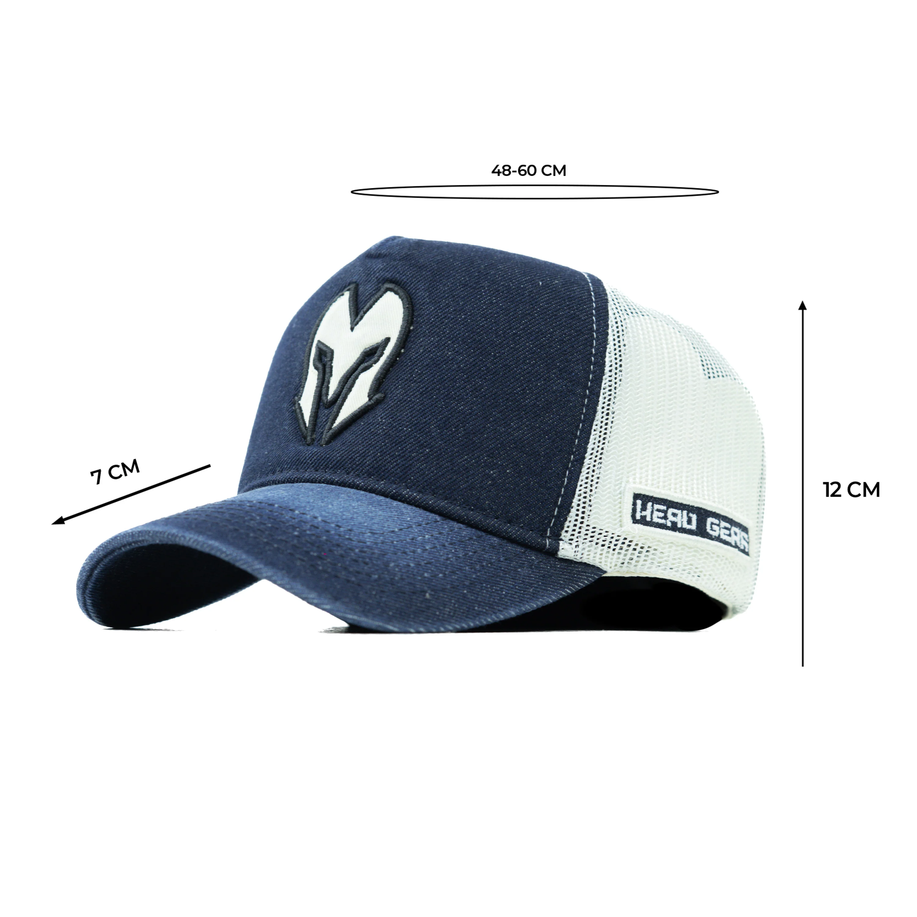HEAD GEAR DARK NAVY BLUE WHITE DENIM TRUCKER CAP - Image 14