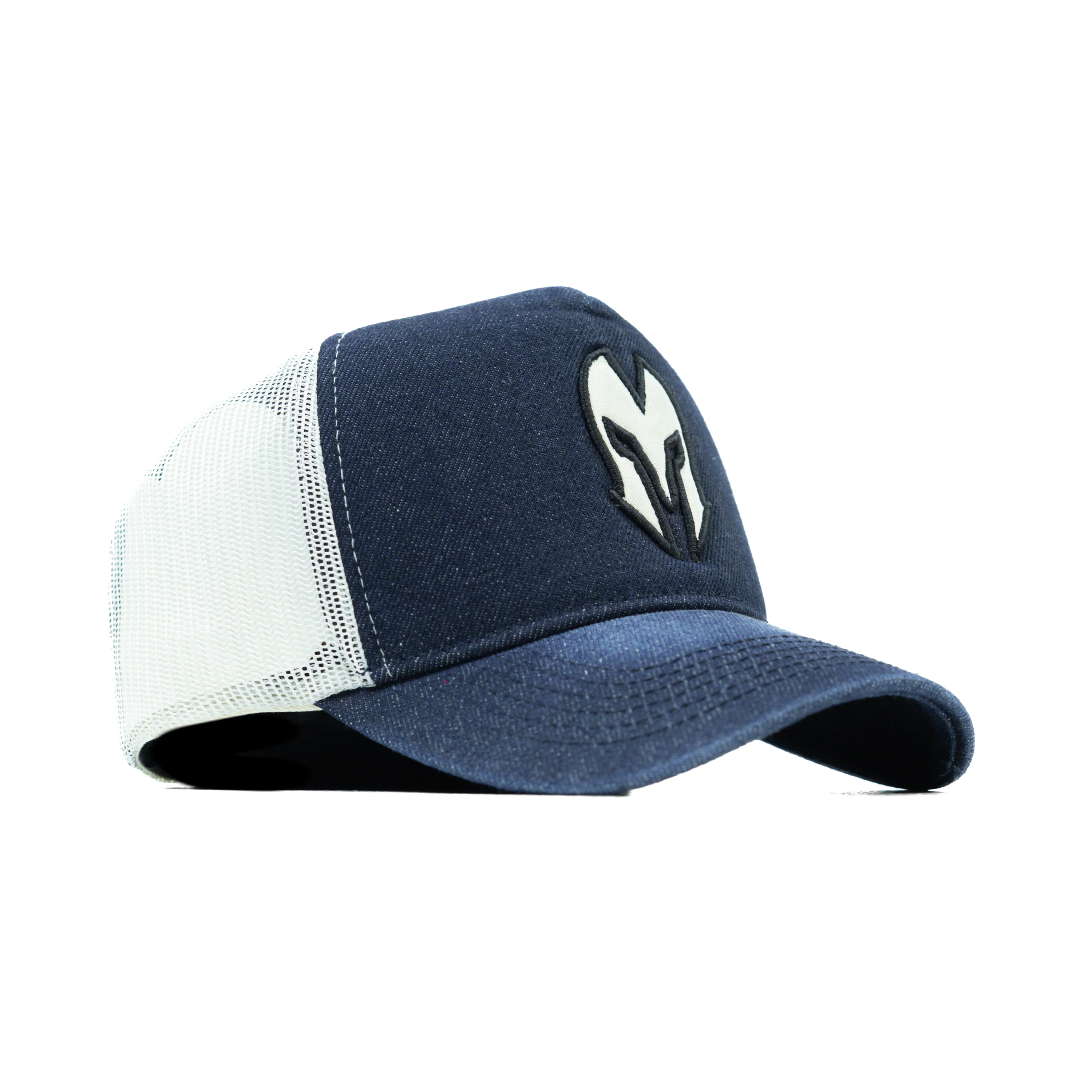 HEAD GEAR DARK NAVY BLUE WHITE DENIM TRUCKER CAP - Image 3