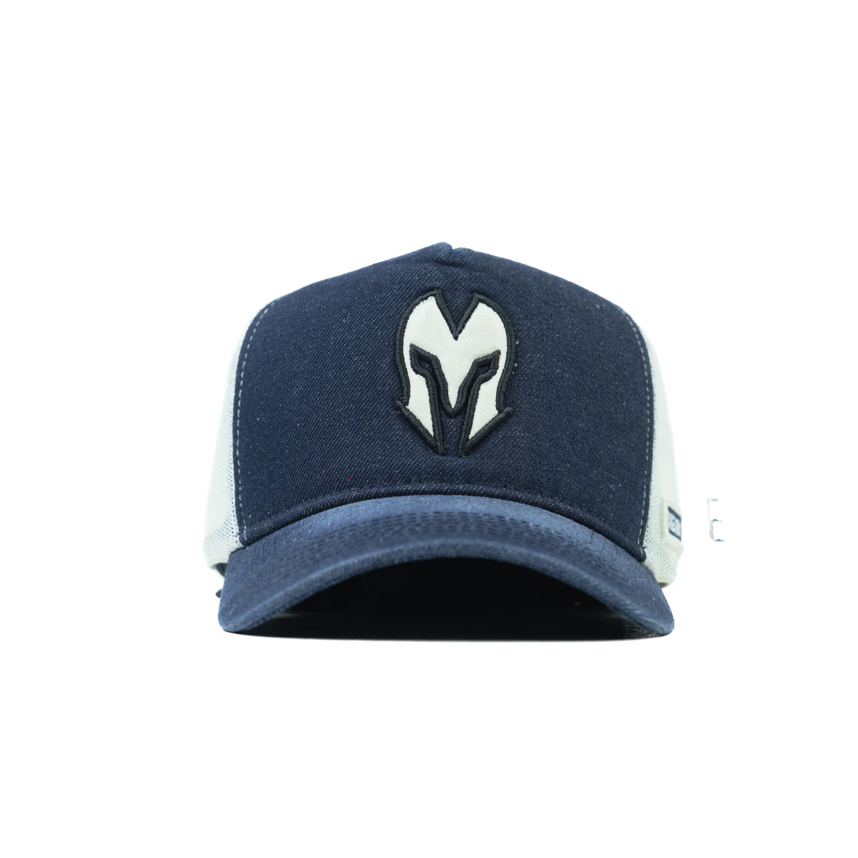 HEAD GEAR DARK NAVY BLUE WHITE DENIM TRUCKER CAP - Image 4