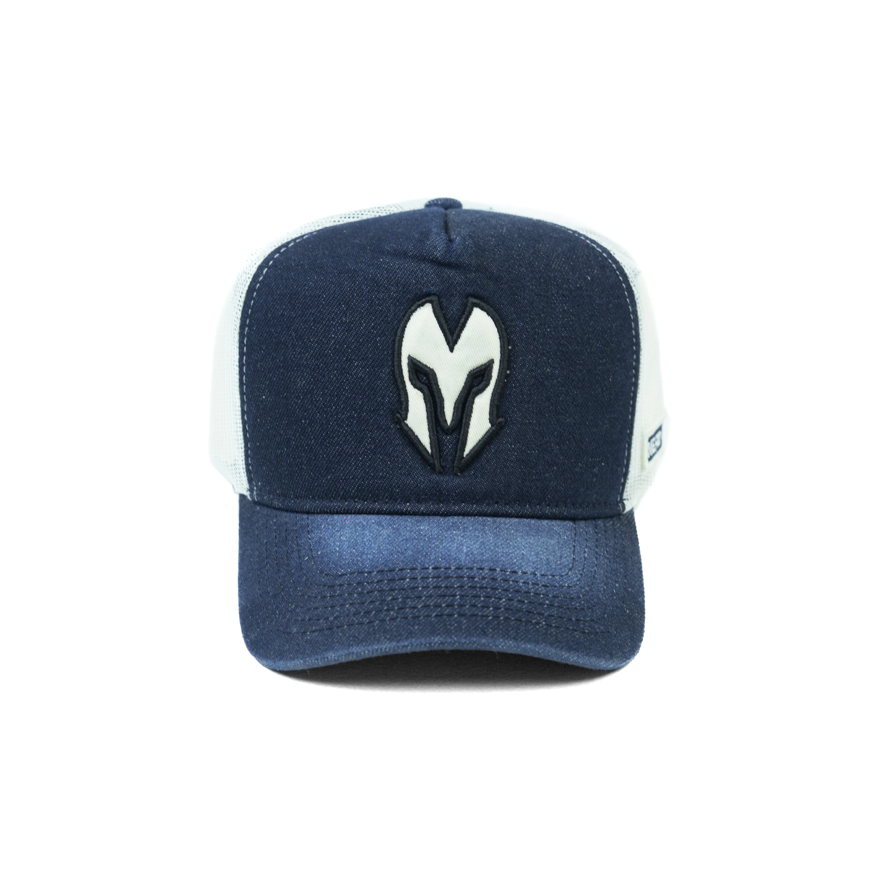 HEAD GEAR DARK NAVY BLUE WHITE DENIM TRUCKER CAP - Image 6