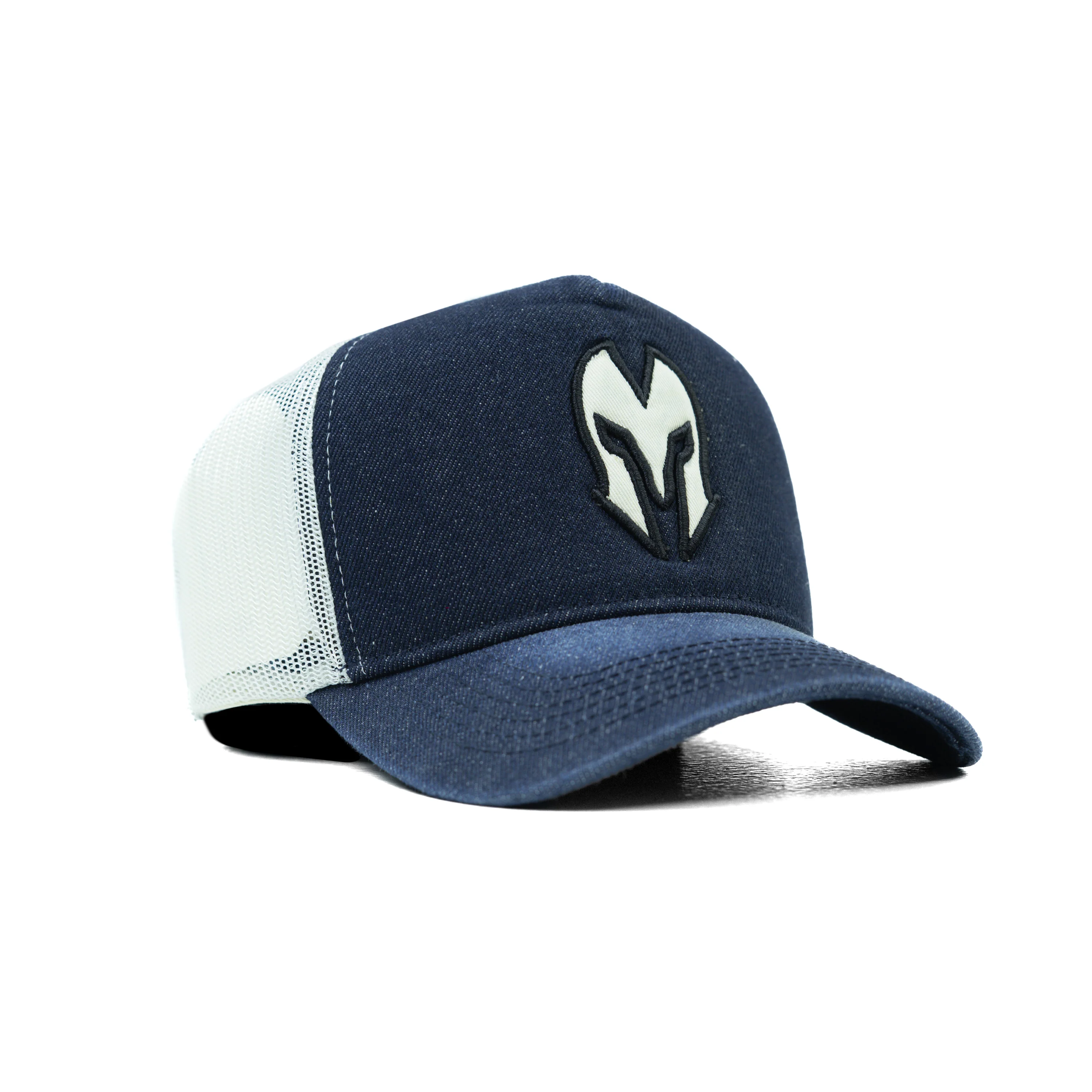 HEAD GEAR DARK NAVY BLUE WHITE DENIM TRUCKER CAP - Image 7