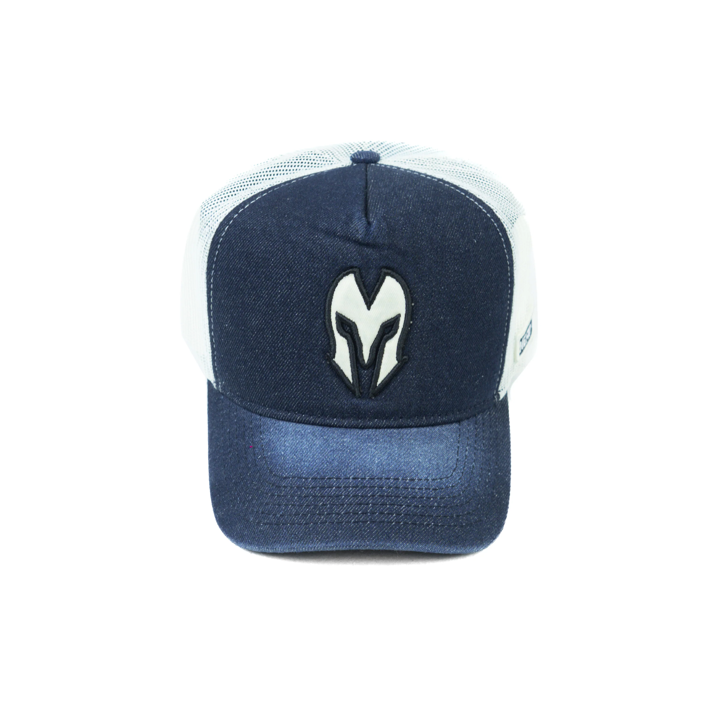 HEAD GEAR DARK NAVY BLUE WHITE DENIM TRUCKER CAP - Image 8