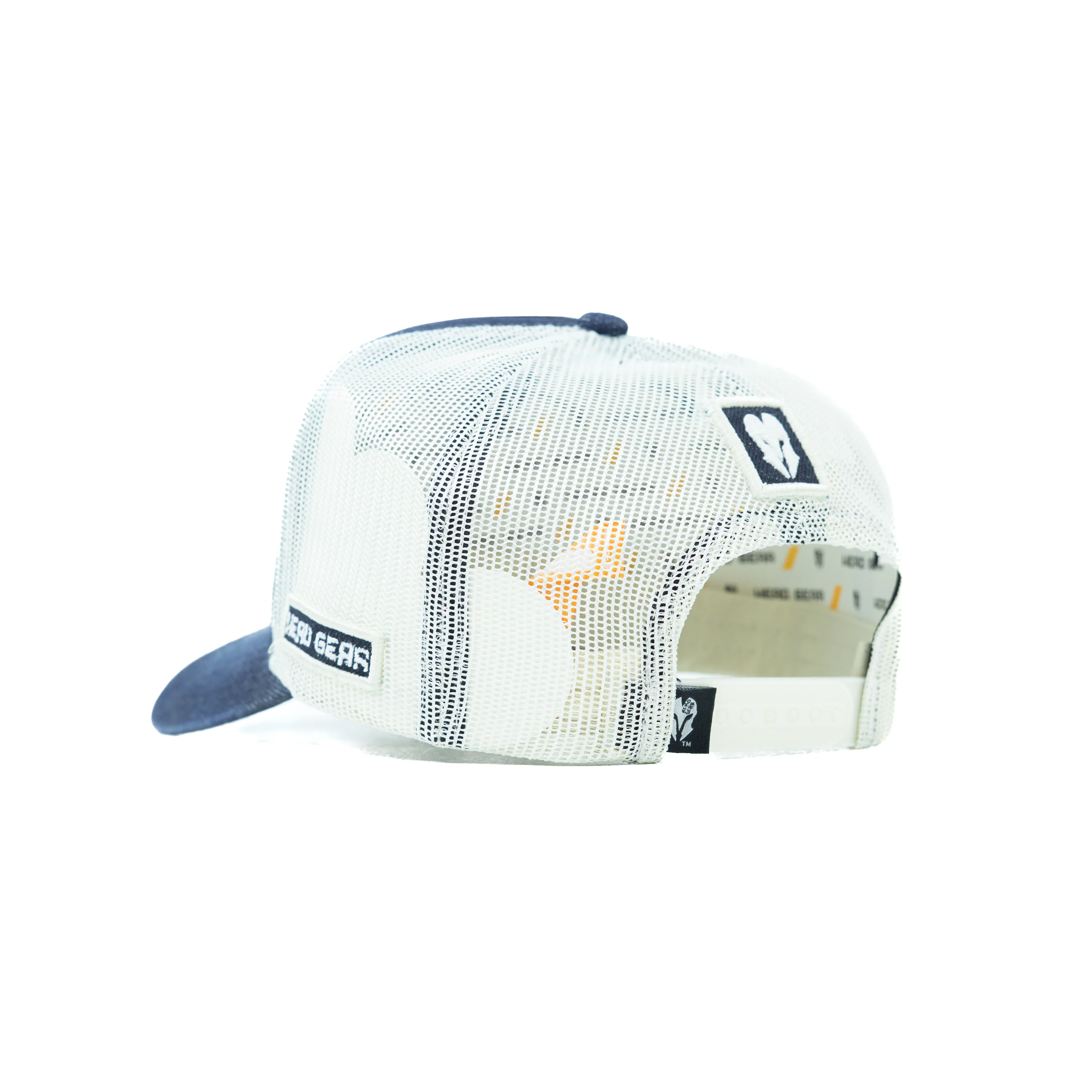 HEAD GEAR DARK NAVY BLUE WHITE DENIM TRUCKER CAP - Image 9