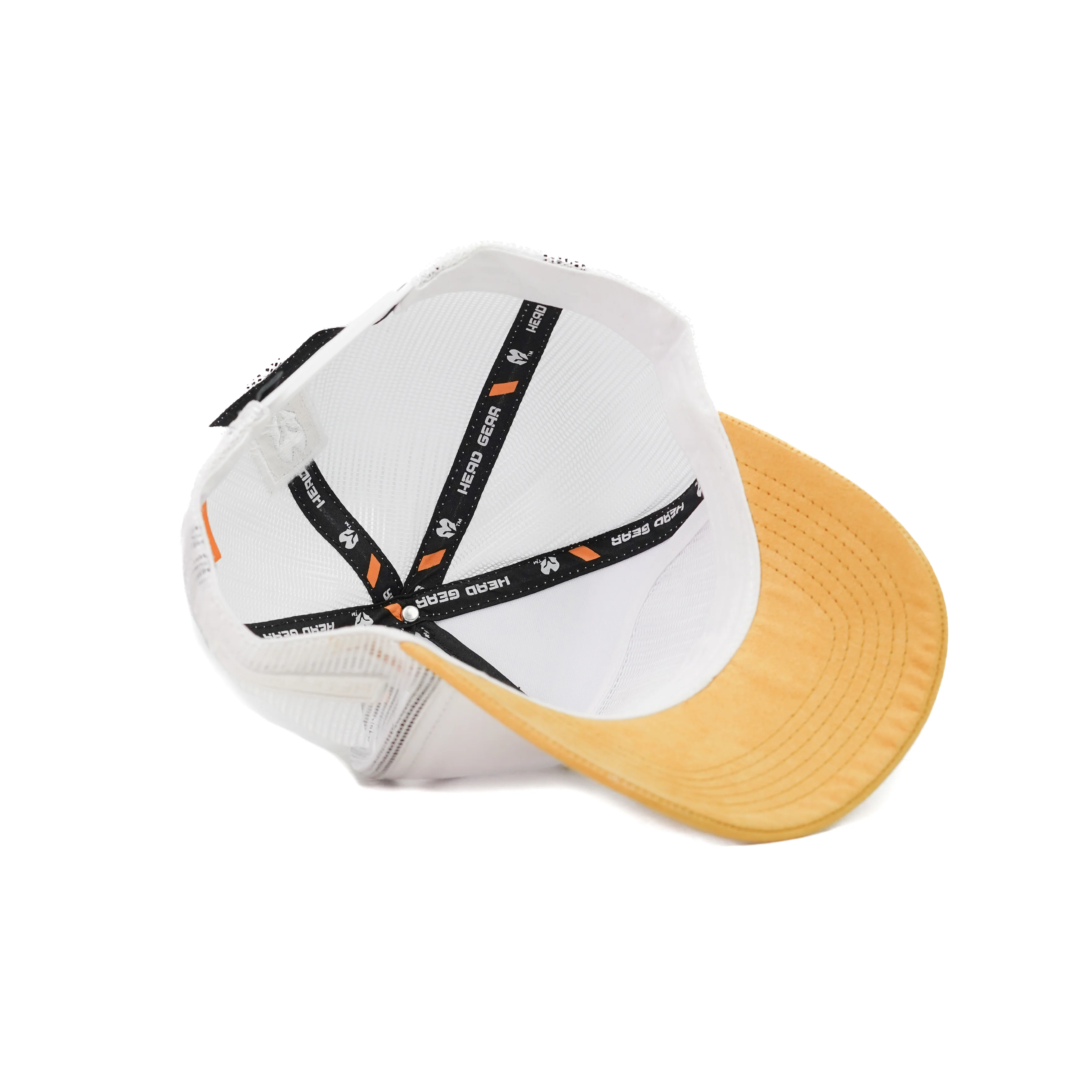 HEAD GEAR WHITE AND MUSTARD DUAL TONE TRUCKER CAP - Image 12