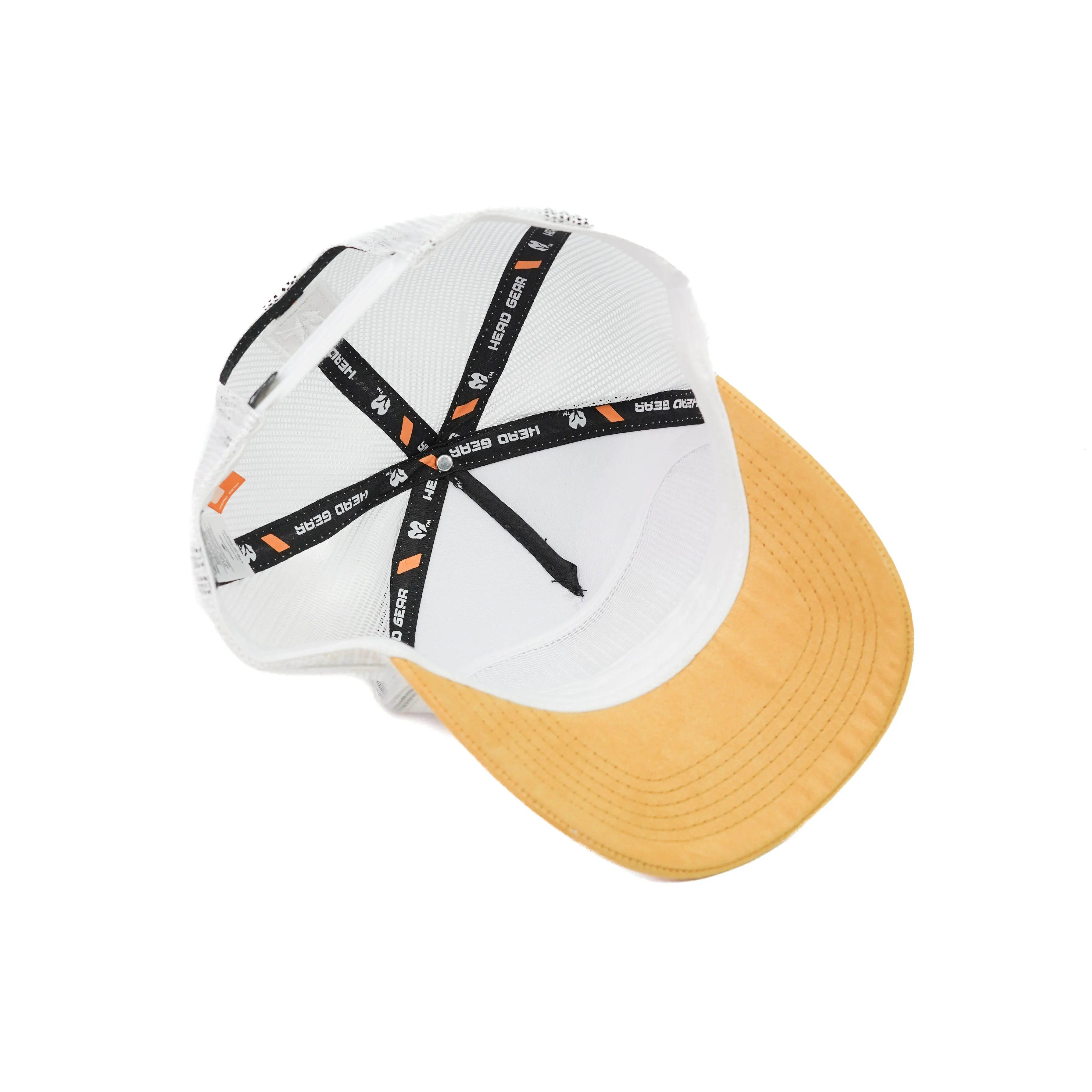 HEAD GEAR WHITE AND MUSTARD DUAL TONE TRUCKER CAP - Image 13