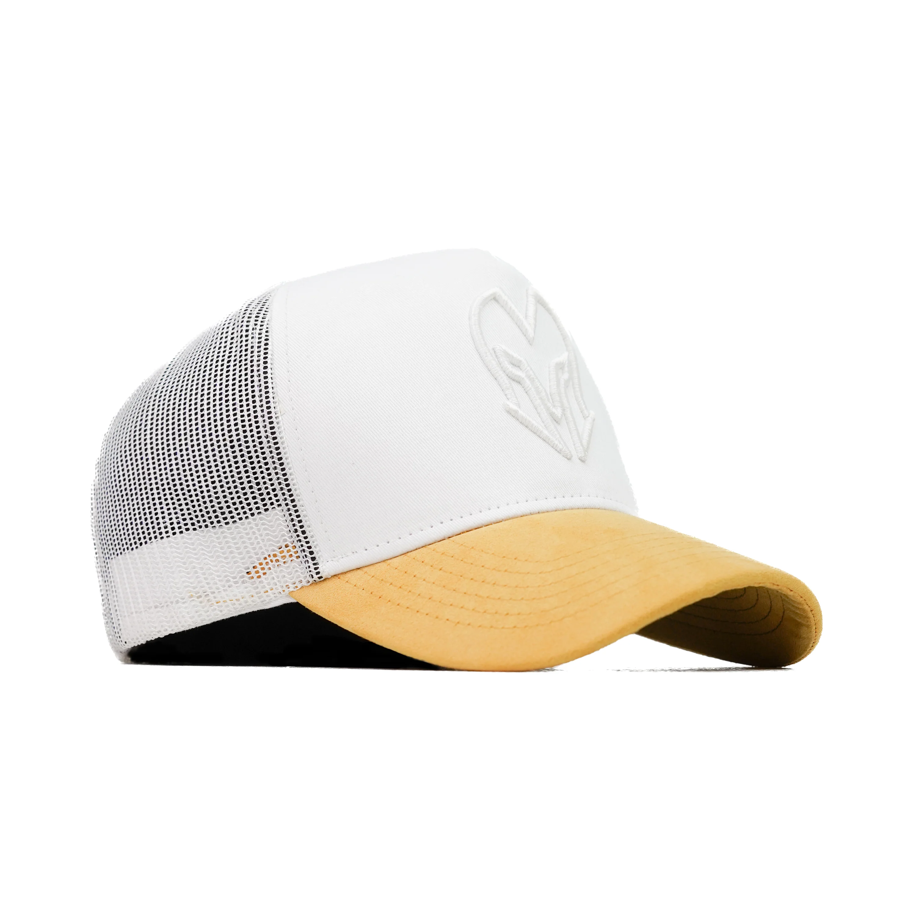 HEAD GEAR WHITE AND MUSTARD DUAL TONE TRUCKER CAP - Image 3