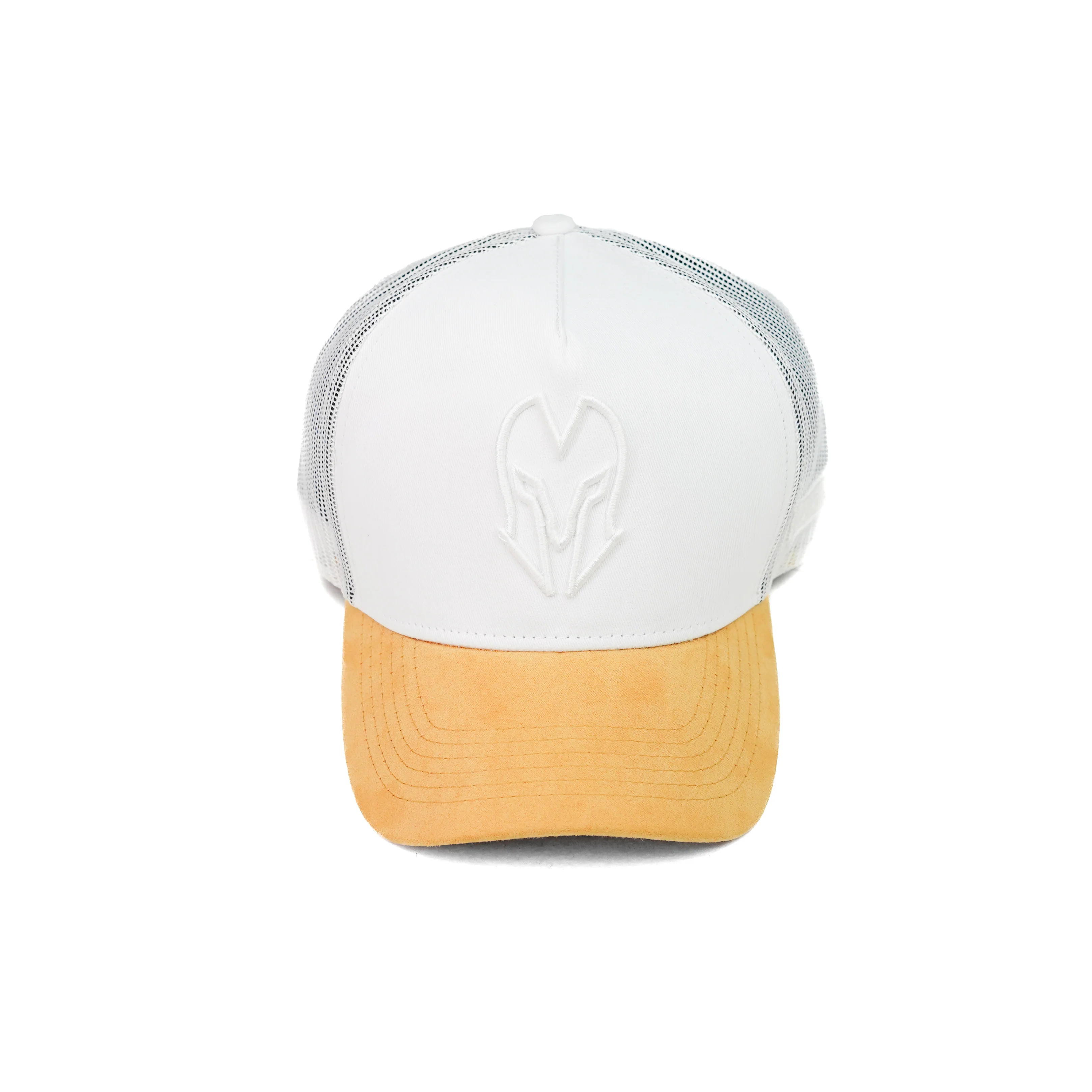 HEAD GEAR WHITE AND MUSTARD DUAL TONE TRUCKER CAP - Image 8