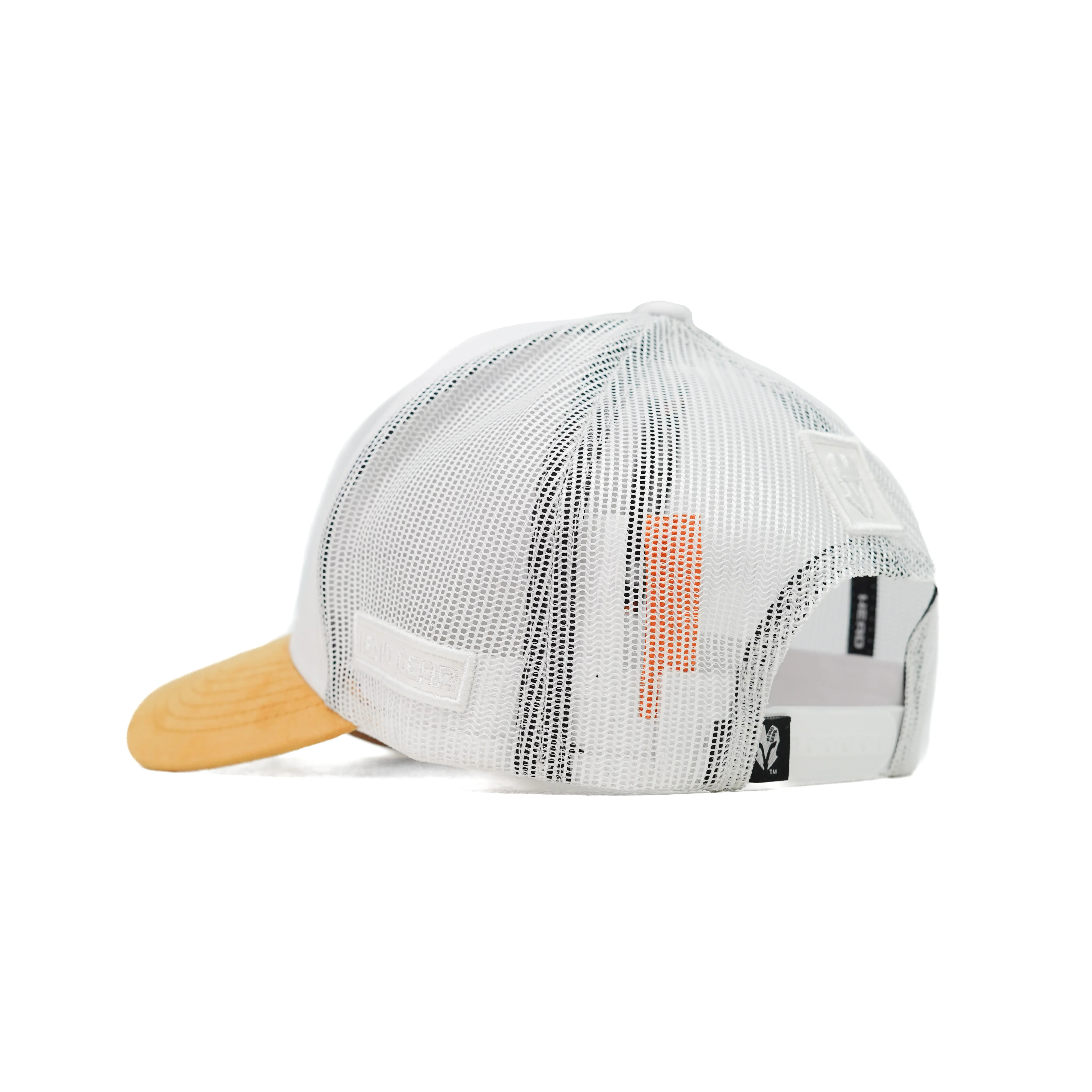 HEAD GEAR WHITE AND MUSTARD DUAL TONE TRUCKER CAP - Image 9